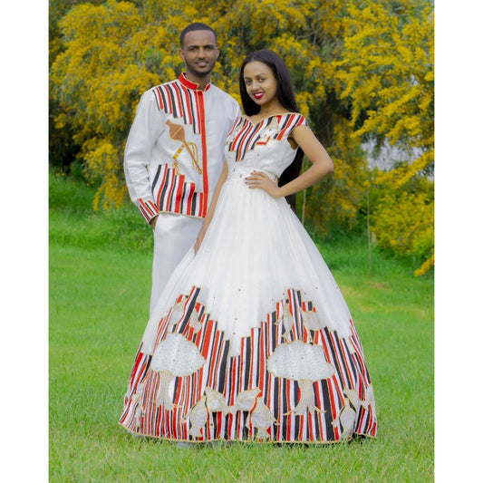 Oromo Couple's Wedding Cloth for Men and Women Handwoven Wedding Habesha Cloth Habesha Kemisሀበሻ