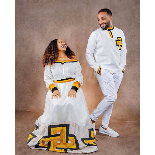 Handwoven Wedding cloth Habesha Couple's Wedding Cloth for Men and Women Wedding Habesha Cloth ሀበሻ