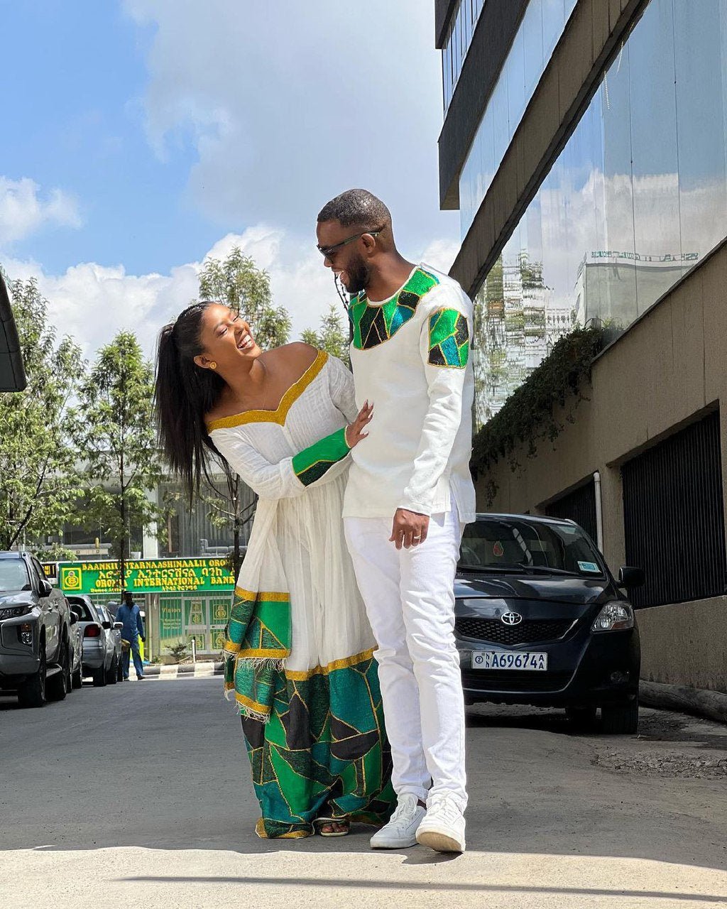 Beautiful New Year Outfit Couples' Habesha Cloth Habesha Couples' Dress Zuria Habesha Cloth for Couples ሀበሻ ቀሚስ ሀበሻ ልብስ