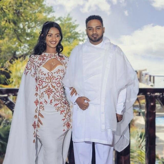 Couples' Wedding Cloth Habesha Wedding Dress Couples' Habesha Cloth Habesha Kemis Zuria Habesha Cloth for Couples ሀበሻ ቀሚስ ሀበሻ ልብስ