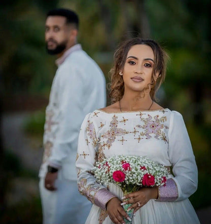 Habesha Wedding Outfit Couples' Wedding Cloth Habesha Couples' Wedding Dress Habesha Kemis Zuria Habesha Cloth for Couples ሀበሻ ቀሚስ ሀበሻ ልብስ