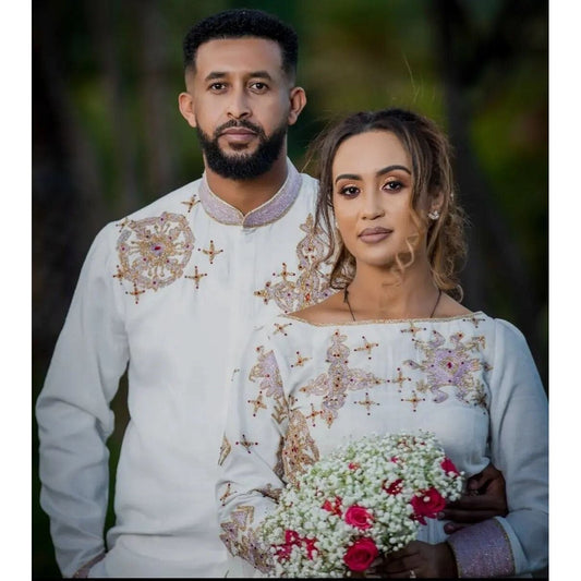 Habesha Wedding Outfit Couples' Wedding Cloth Habesha Couples' Wedding Dress Habesha Kemis Zuria Habesha Cloth for Couples ሀበሻ ቀሚስ ሀበሻ ልብስ