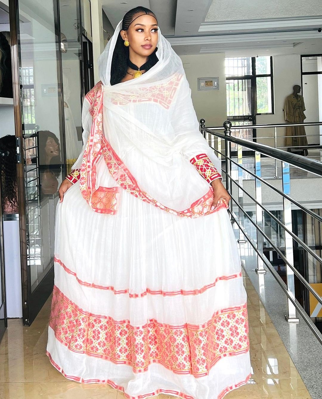 Pink Habesha Dress Modern Ethiopian Dress Women's Dress Habesha Kemis Eritrean Dress Women's Style ሀበሻ ቀሚስ ሀበሻ ልብስ