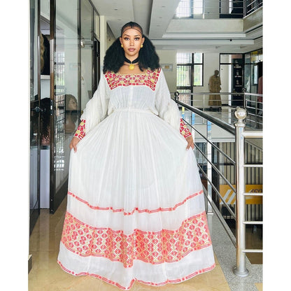 Pink Habesha Dress Modern Ethiopian Dress Women's Dress Habesha Kemis Eritrean Dress Women's Style ሀበሻ ቀሚስ ሀበሻ ልብስ