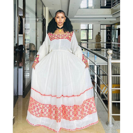 Pink Habesha Dress Modern Ethiopian Dress Women's Dress Habesha Kemis Eritrean Dress Women's Style ሀበሻ ቀሚስ ሀበሻ ልብስ