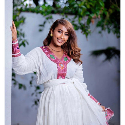 Modern Habesha Kemis Exquisite Habesha Dress Simple Ethiopian Dress Women's Dress Eritrean Dress Women's Style ሀበሻ ቀሚስ ሀበሻ ልብስ