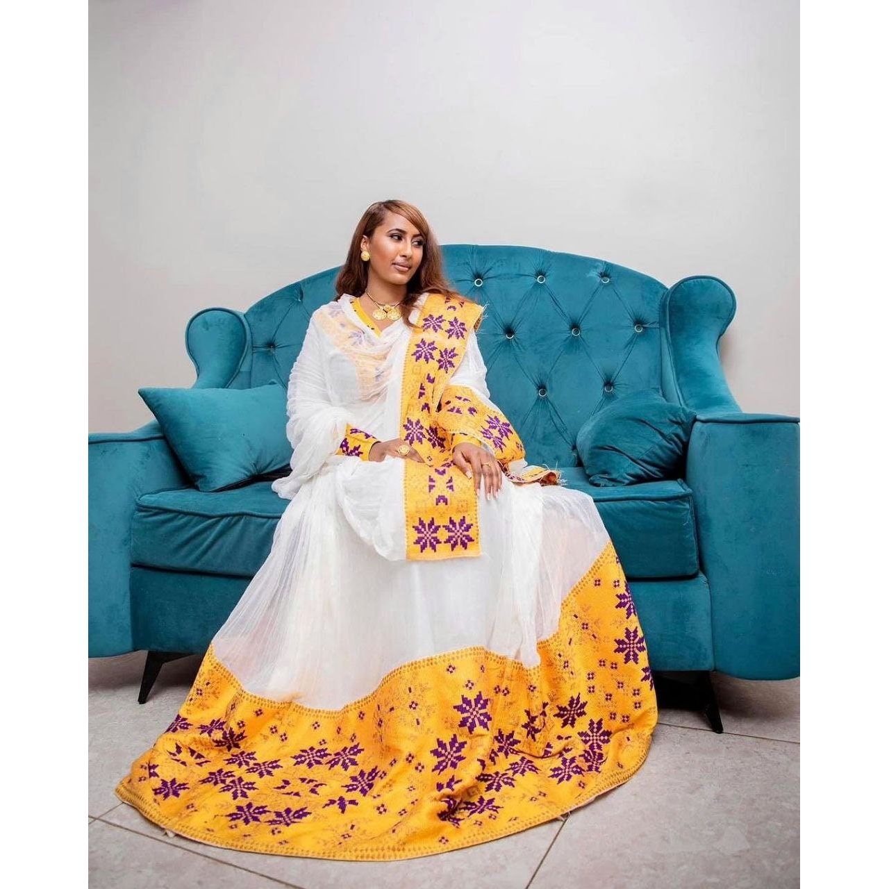 Exquisite Habesha Dress Modern Habesha Kemis Simple Ethiopian Dress Women's Dress Eritrean Dress Women's Style ሀበሻ ቀሚስ ሀበሻ ልብስ