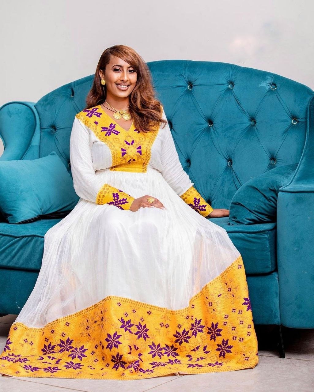 Exquisite Habesha Dress Modern Habesha Kemis Simple Ethiopian Dress Women's Dress Eritrean Dress Women's Style ሀበሻ ቀሚስ ሀበሻ ልብስ