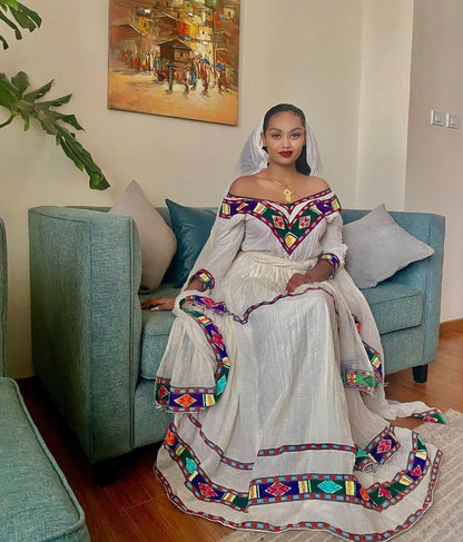 Beautiful Ethiopian Dress Habesha Dress Women's Dress Habesha Kemis Eritrean Dress Women's Style ሀበሻ ቀሚስ ሀበሻ ልብስ