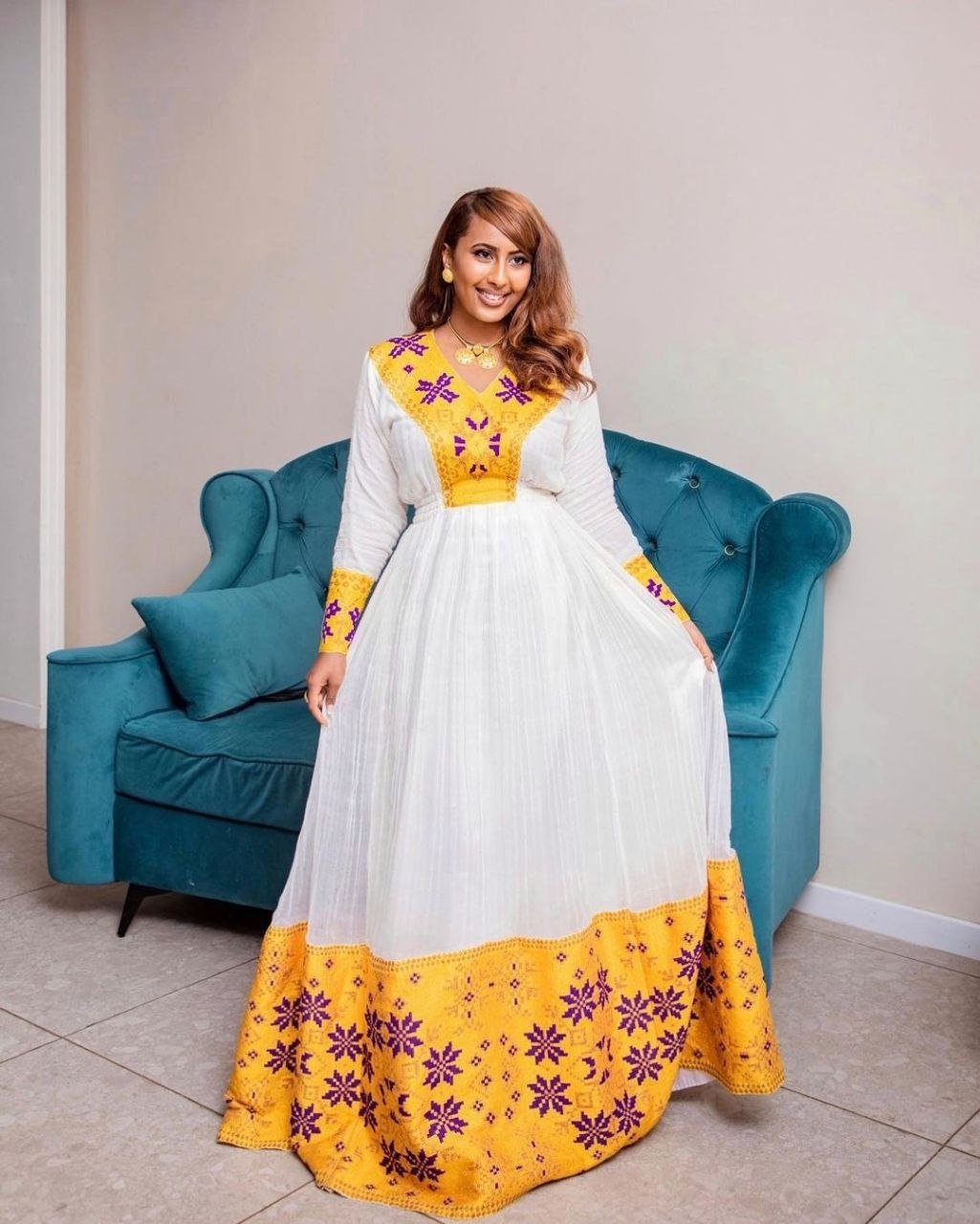 Exquisite Habesha Dress Modern Habesha Kemis Simple Ethiopian Dress Women's Dress Eritrean Dress Women's Style ሀበሻ ቀሚስ ሀበሻ ልብስ