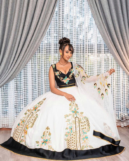 Black design Wedding Outfit Habesha Couple's Outfit Habesha Dress Habesha Kemis ሀበሻ ቀሚስ ሀበሻ ልብስ