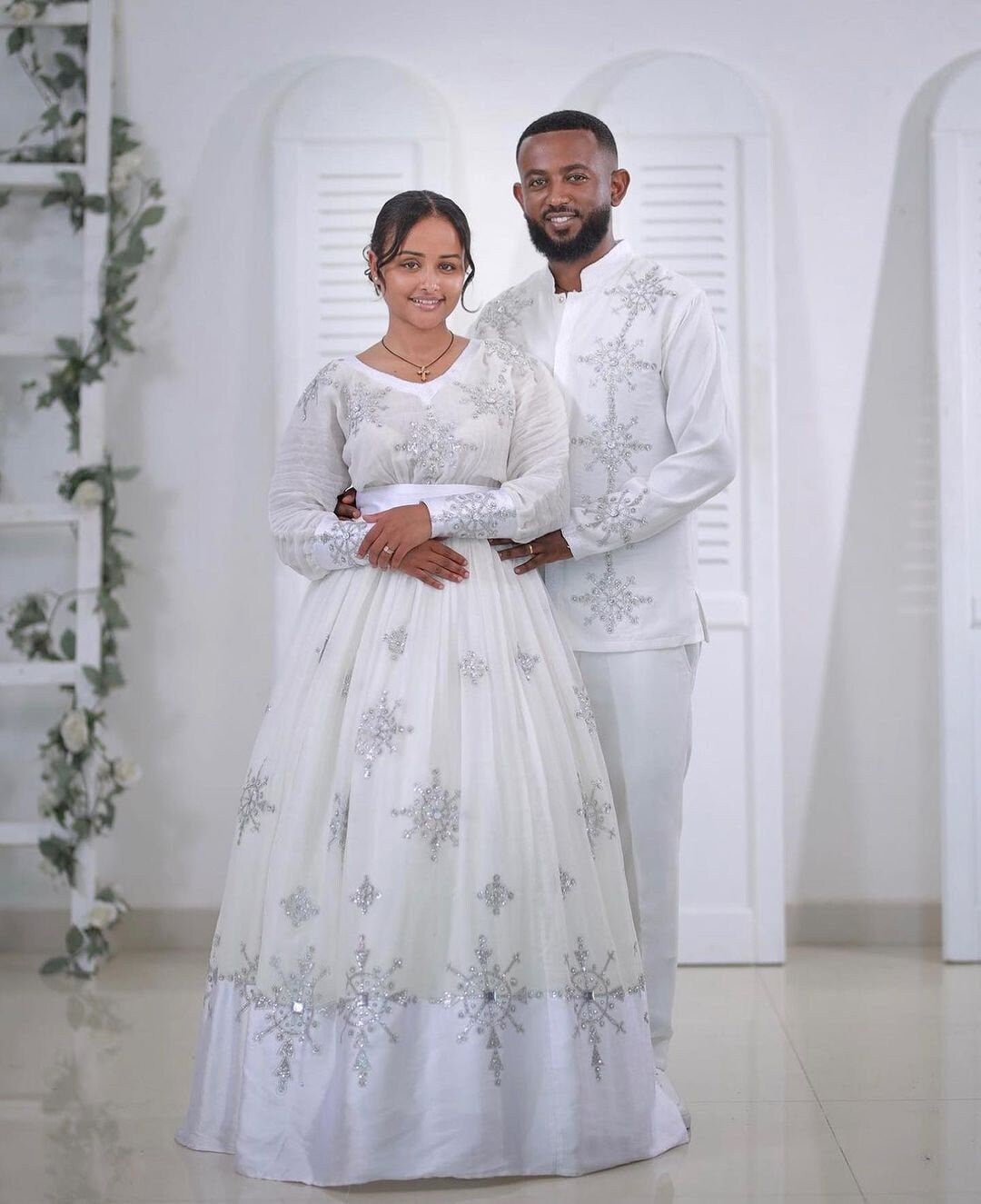 Modern habesha Wedding Outfit Habesha Couple's Outfit Habesha Dress Habesha Kemis ሀበሻ ቀሚስ ሀበሻ ልብስ