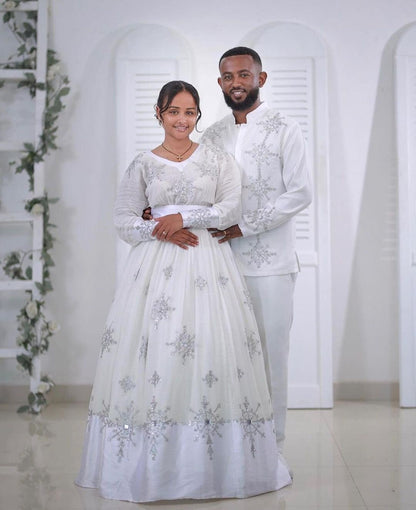Modern habesha Wedding Outfit Habesha Couple's Outfit Habesha Dress Habesha Kemis ሀበሻ ቀሚስ ሀበሻ ልብስ