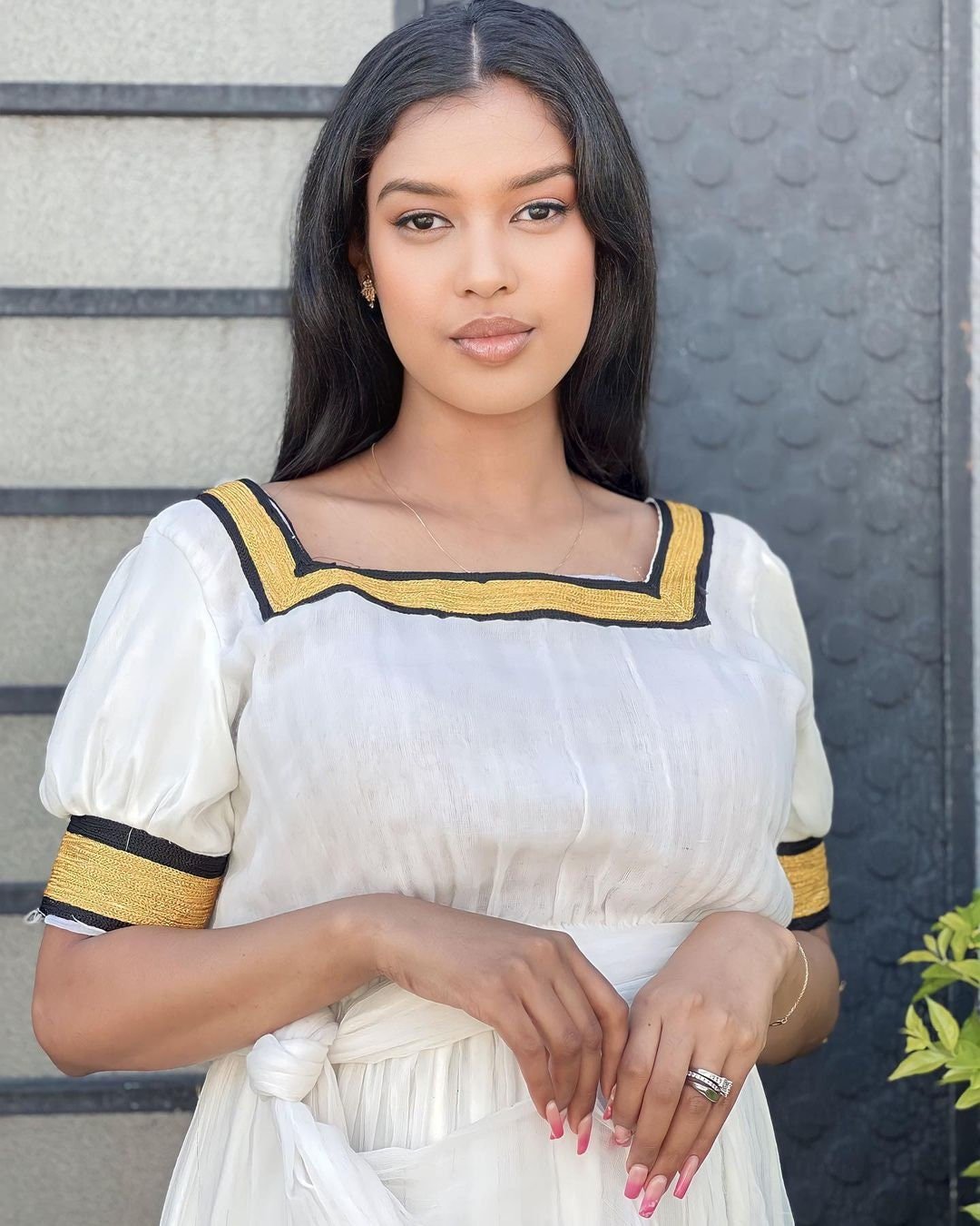 Black with yellow habesha kemis design modern habesha dress ሀበሻ ቀሚስ ሀበሻ ልብስ