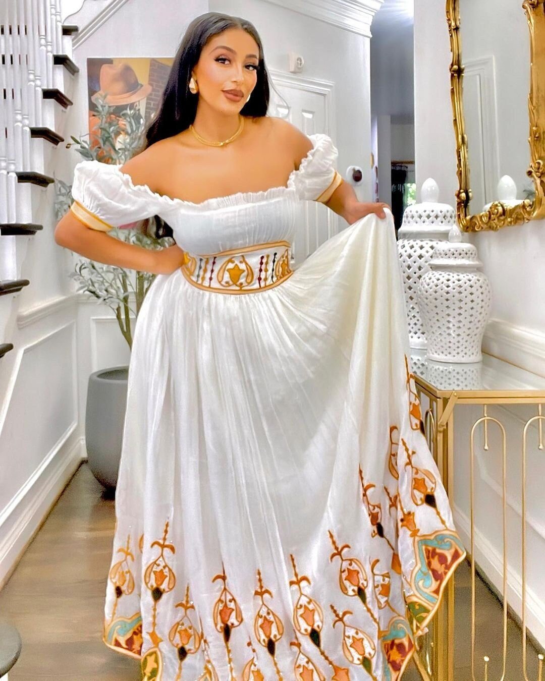 Exquisite Modern Habesha Dress with Colorful Design Habesha Kemis Habesha Libs es0078