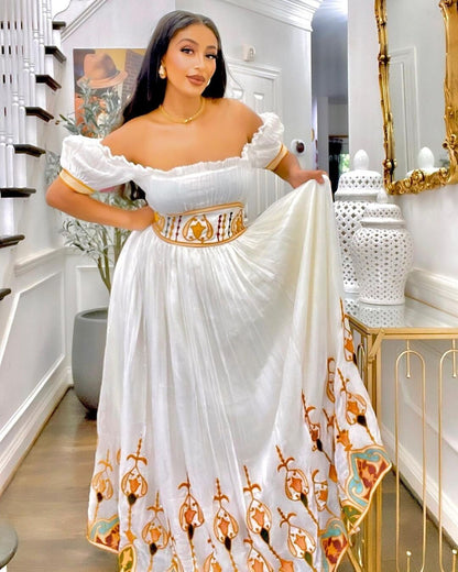 Exquisite Modern Habesha Dress with Colorful Design Habesha Kemis Habesha Libs es0078