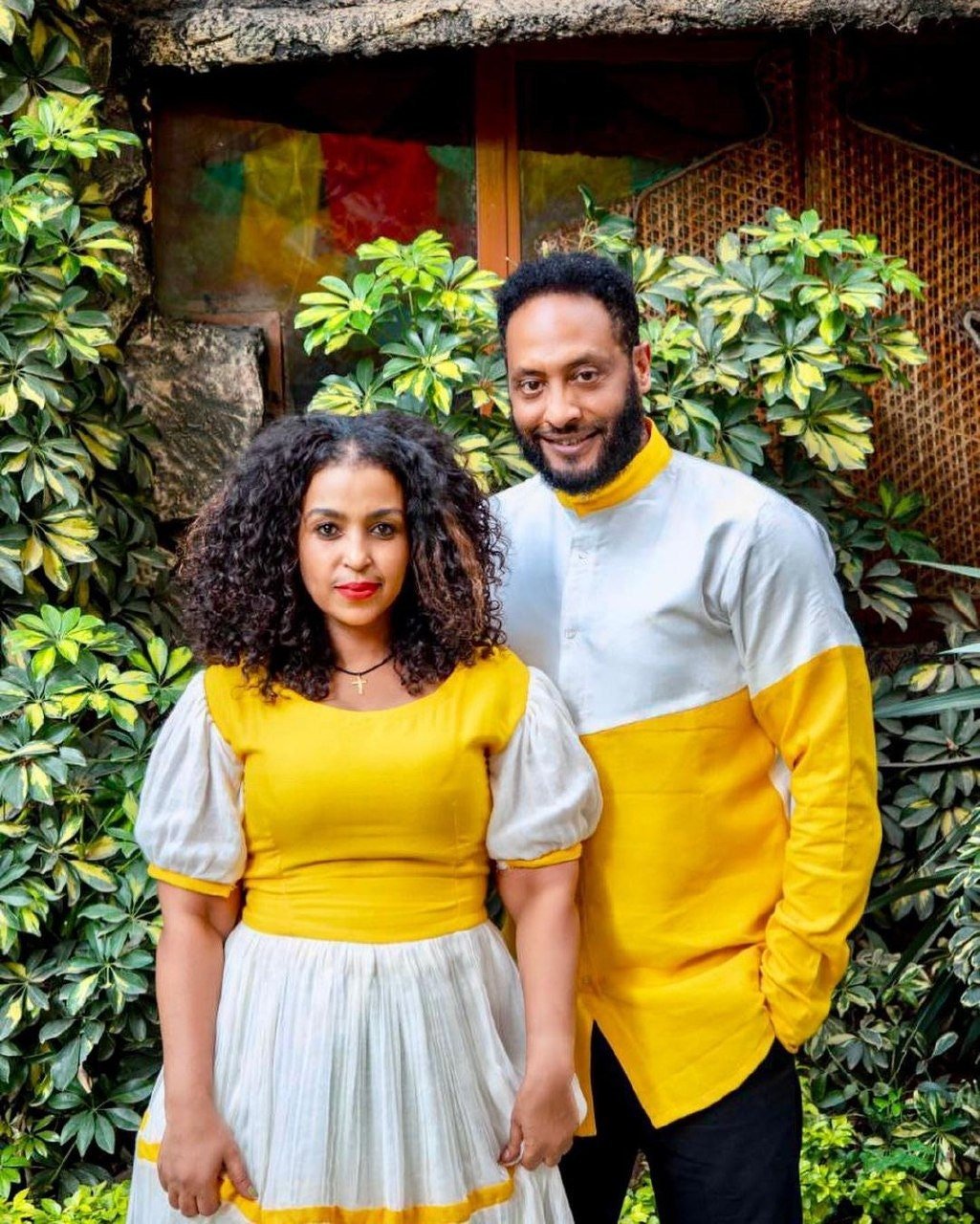 Radiant Yellow Couple's Habesha Outfit Habesha Dress ሀበሻ es0080