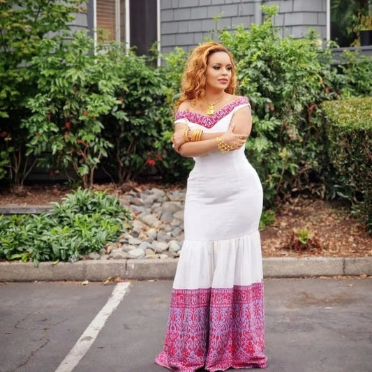 Pink Design Shape Habesha Dress Handwoven Habesha Kemis Design Habesha Libs es00113
