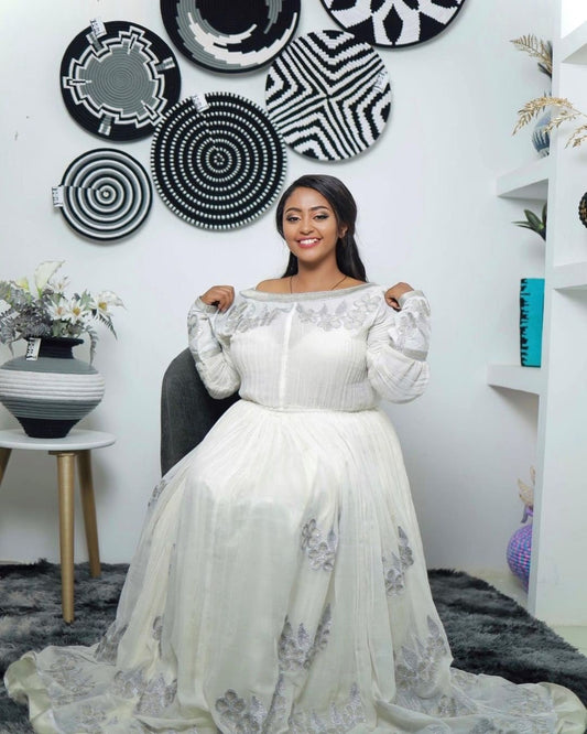 Modern Simple Neutral Color Habesha Dress Habesha Kemis Habesha Libs es0071