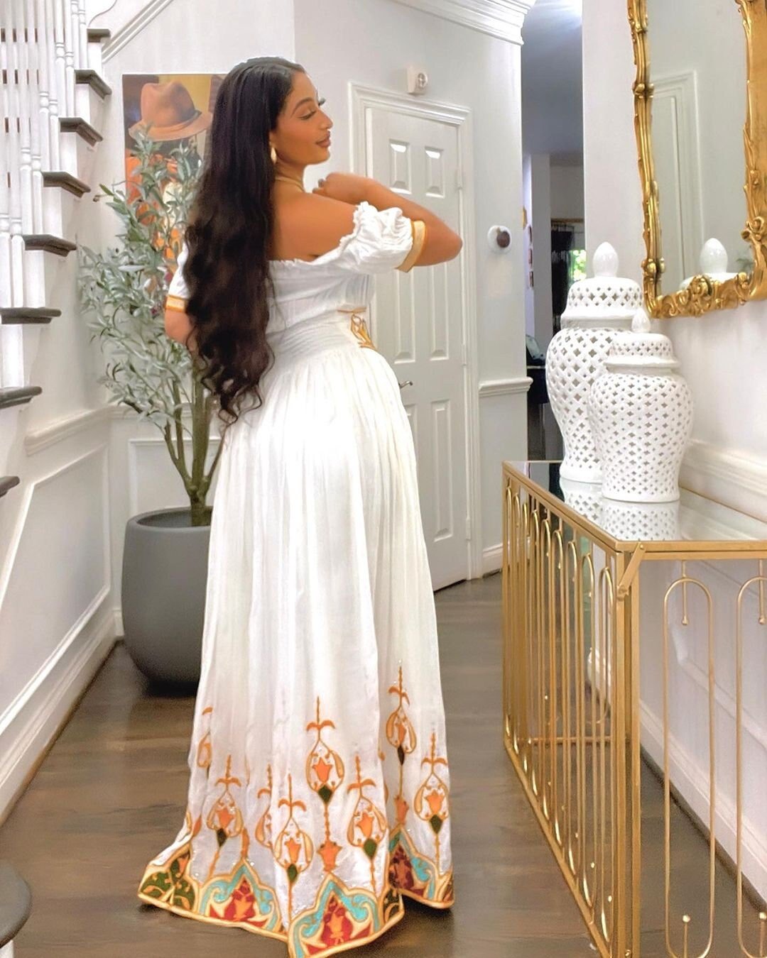 Exquisite Modern Habesha Dress with Colorful Design Habesha Kemis Habesha Libs es0078