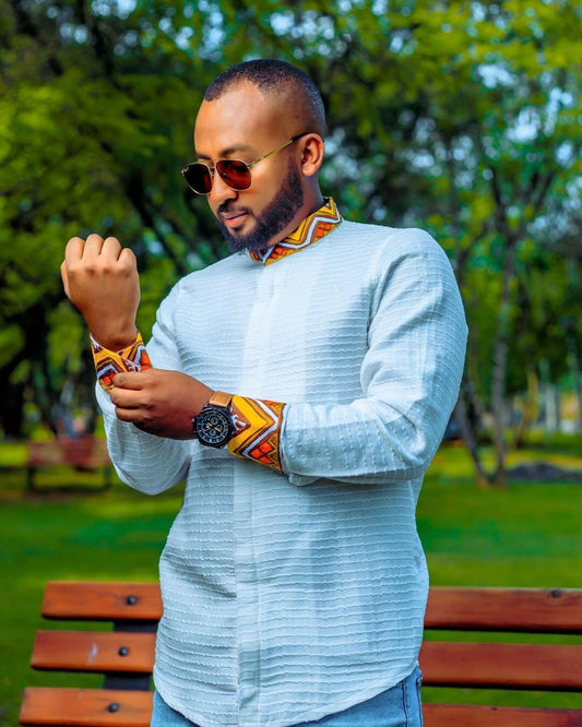 Stylish habesha men's shirt habesha men style 2023 Ethiopian traditional men shirt es00102