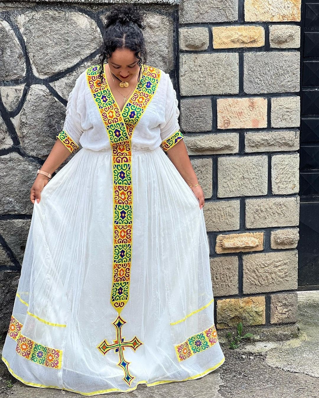 Vibrant Long Tilet Habesha Dress Modern Habesha Kemis Design Habesha Libs es00117