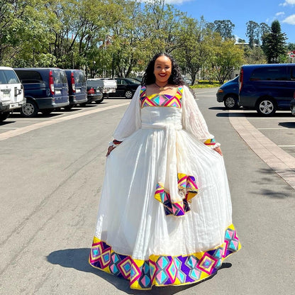 Handwoven Habesha Dress with Striking Color Design Habesha Kemis Design Habesha Libs es00124