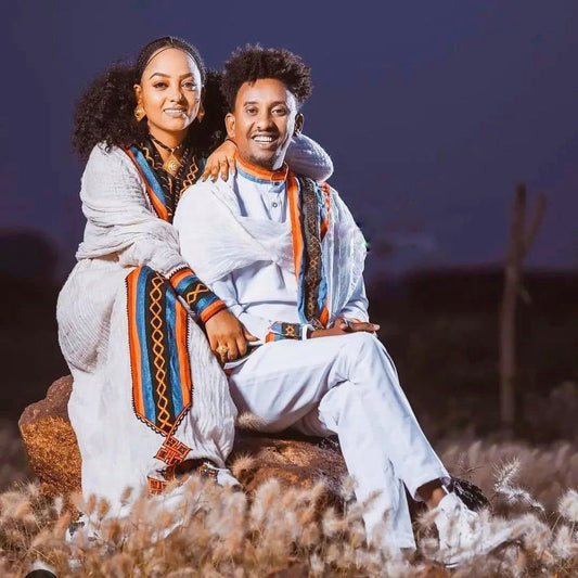 Ethiopian Cultural Handwoven Habesha Couples' Outfit Ethiopian dress ሀበሻ es00129