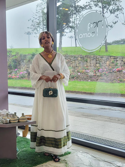 Authentic Handwoven Habesha Dress  Traditional Ethiopian Elegance