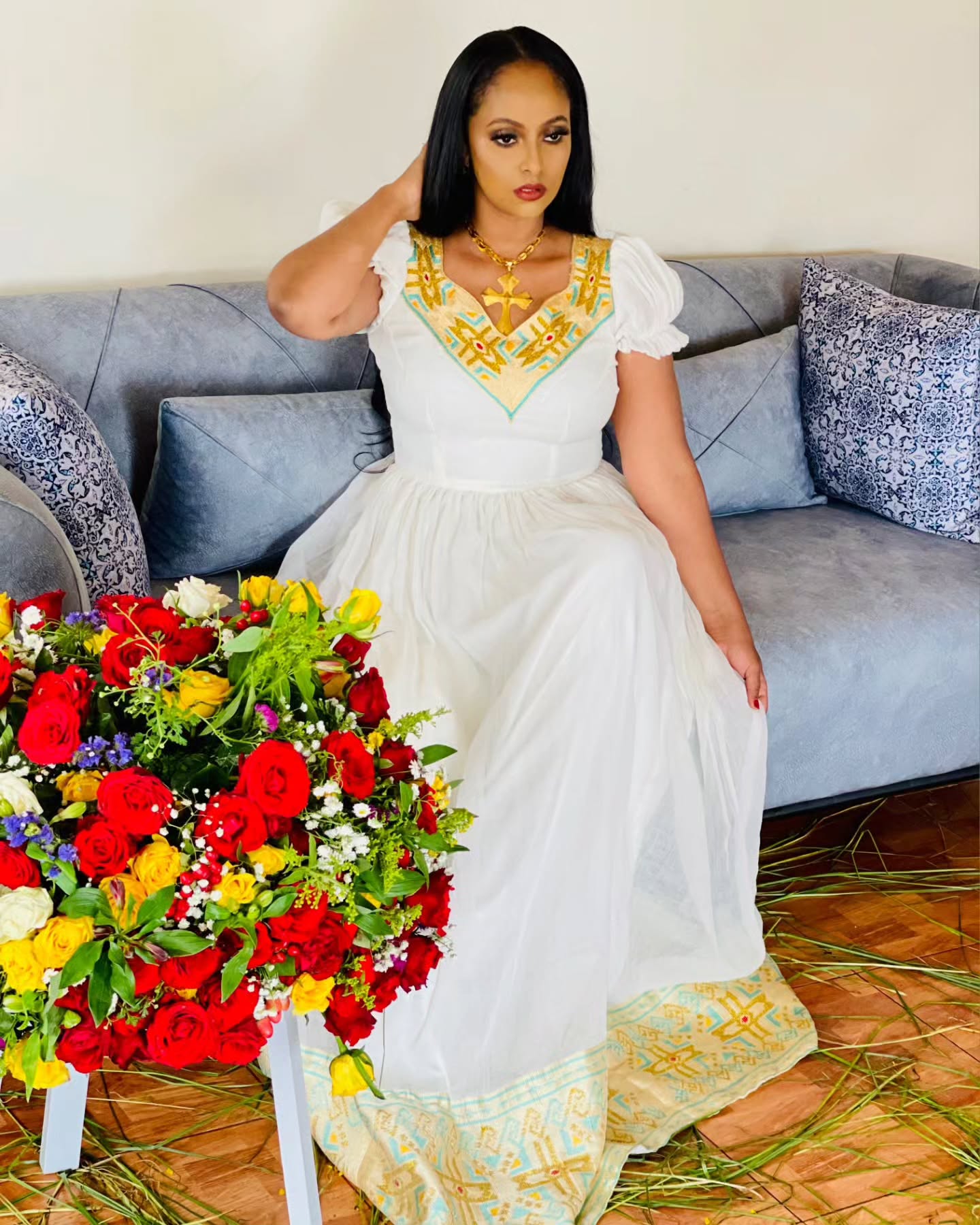 Habesha Kemis For Event Short Sleeve Habesha Dress Ethiopian Traditional Dress 329