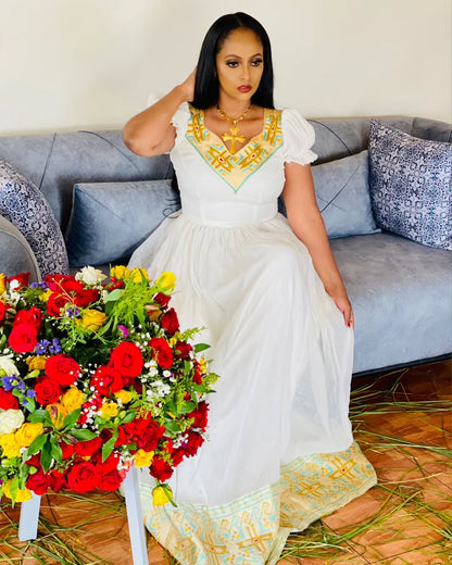 Habesha Kemis For Event Short Sleeve Habesha Dress Ethiopian Traditional Dress 329