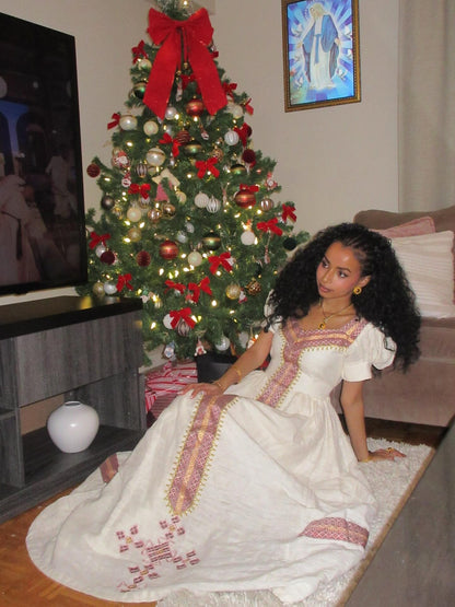 Puff Sleeve Habesha Kemis Timeless Habesha Dress Traditional Ethiopian Dress For Festive 452