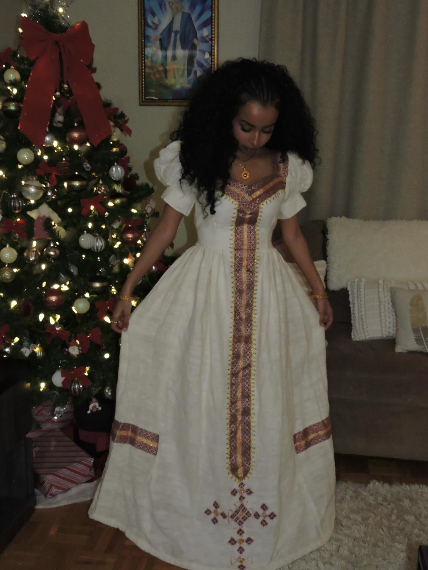 Puff Sleeve Habesha Kemis Timeless Habesha Dress Traditional Ethiopian Dress For Festive 452