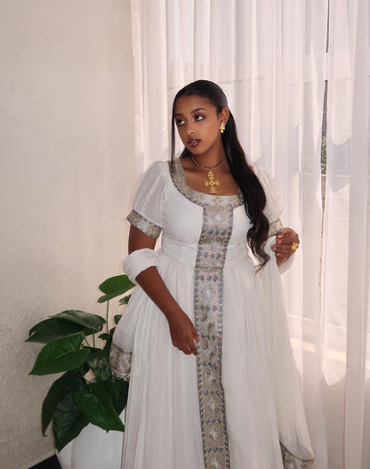 Classic Habesha Kemis Traditional Ethiopian Wedding Dress Handwoven Detail Habesha Dress 253
