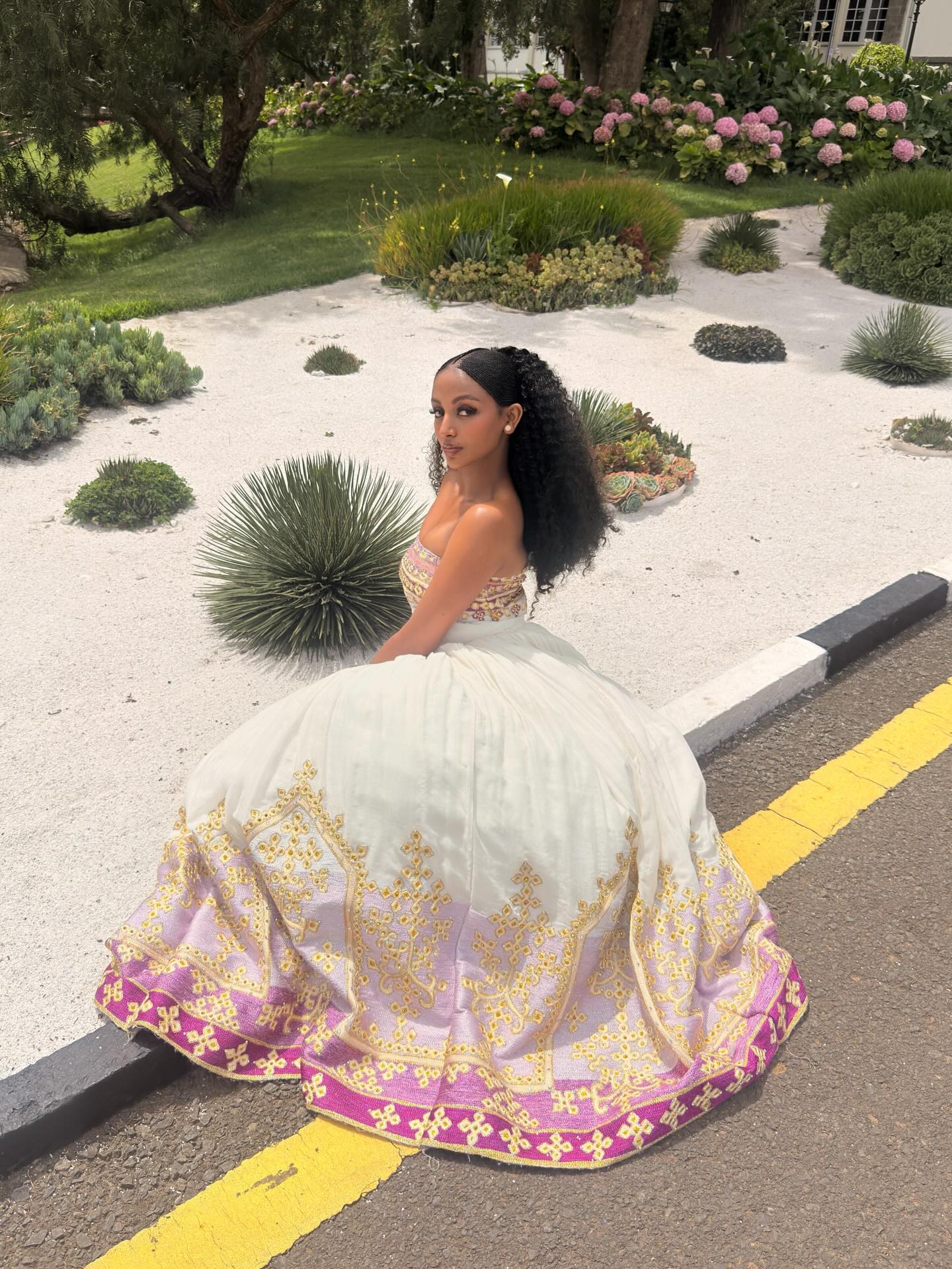 Charming Habesha Dress Strapless Pink Embroidery Habesha Kemis Ethiopian Traditional Wedding Dress 713