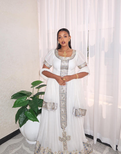 Classic Habesha Kemis Traditional Ethiopian Wedding Dress Handwoven Detail Habesha Dress 253
