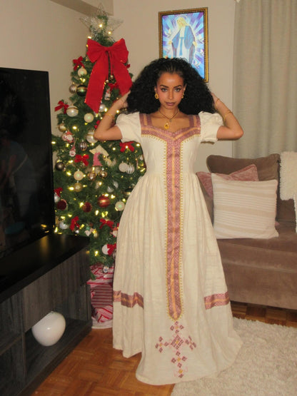 Puff Sleeve Habesha Kemis Timeless Habesha Dress Traditional Ethiopian Dress For Festive 452