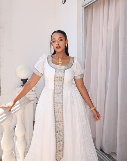 Classic Habesha Kemis Traditional Ethiopian Wedding Dress Handwoven Detail Habesha Dress 253