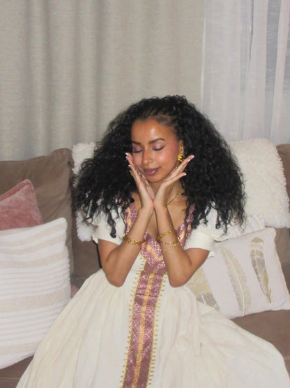 Puff Sleeve Habesha Kemis Timeless Habesha Dress Traditional Ethiopian Dress For Festive 452