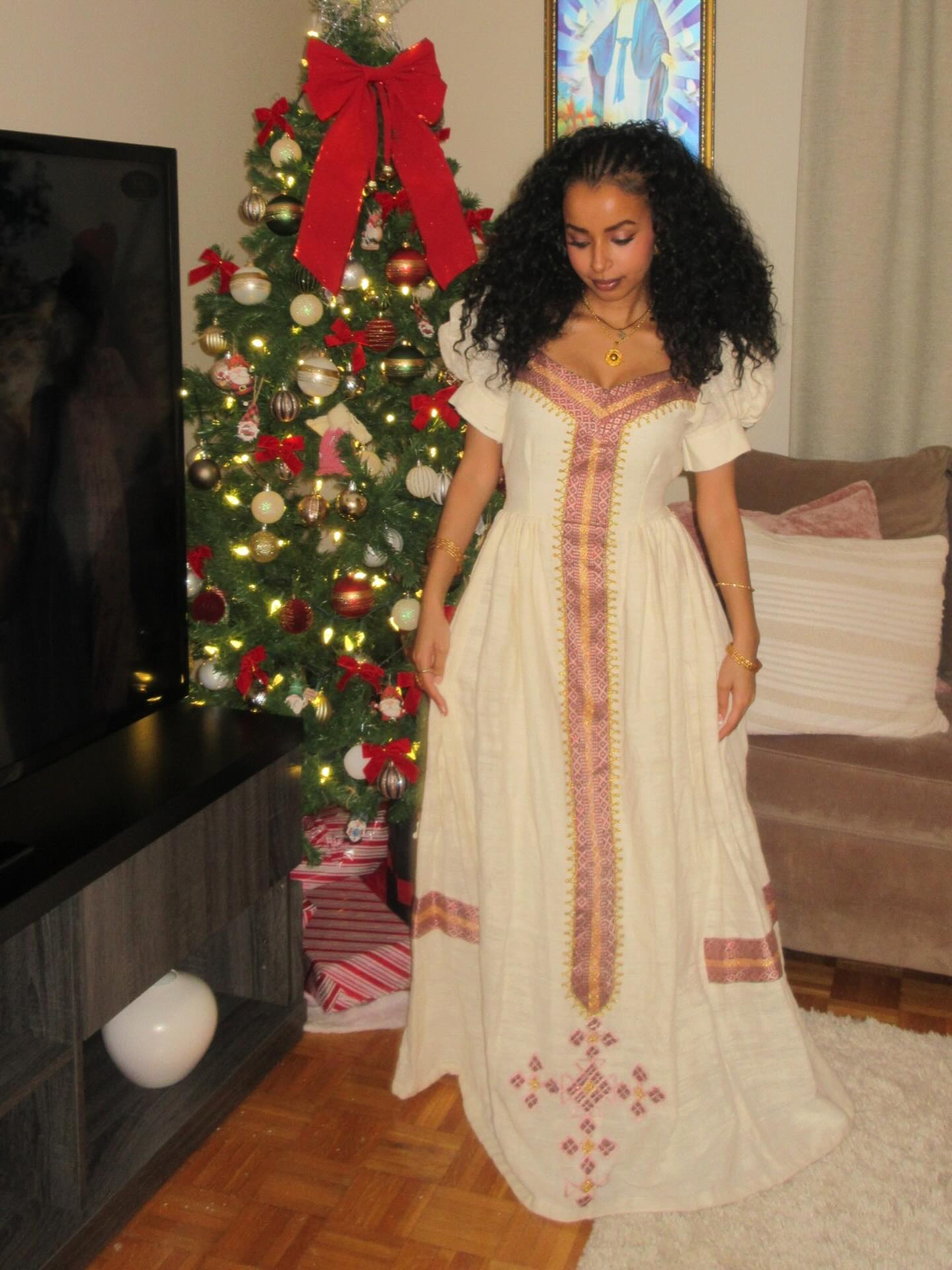 Puff Sleeve Habesha Kemis Timeless Habesha Dress Traditional Ethiopian Dress For Festive 452