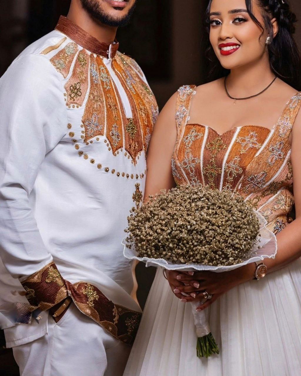 Matching Ethiopian Wedding Dress Set Traditional Ethiopian Clothing for Couples Elegant Habesha Matching Wear 116