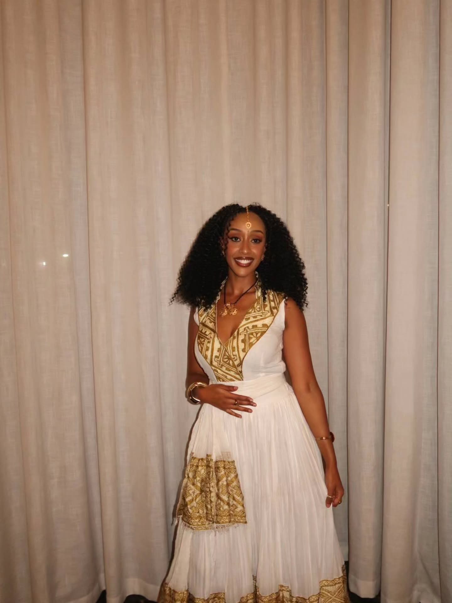 Sleeveless Habesha Dress Gold-Embroidered Ethiopian Traditional Clothing Graceful Habesha Dress 124