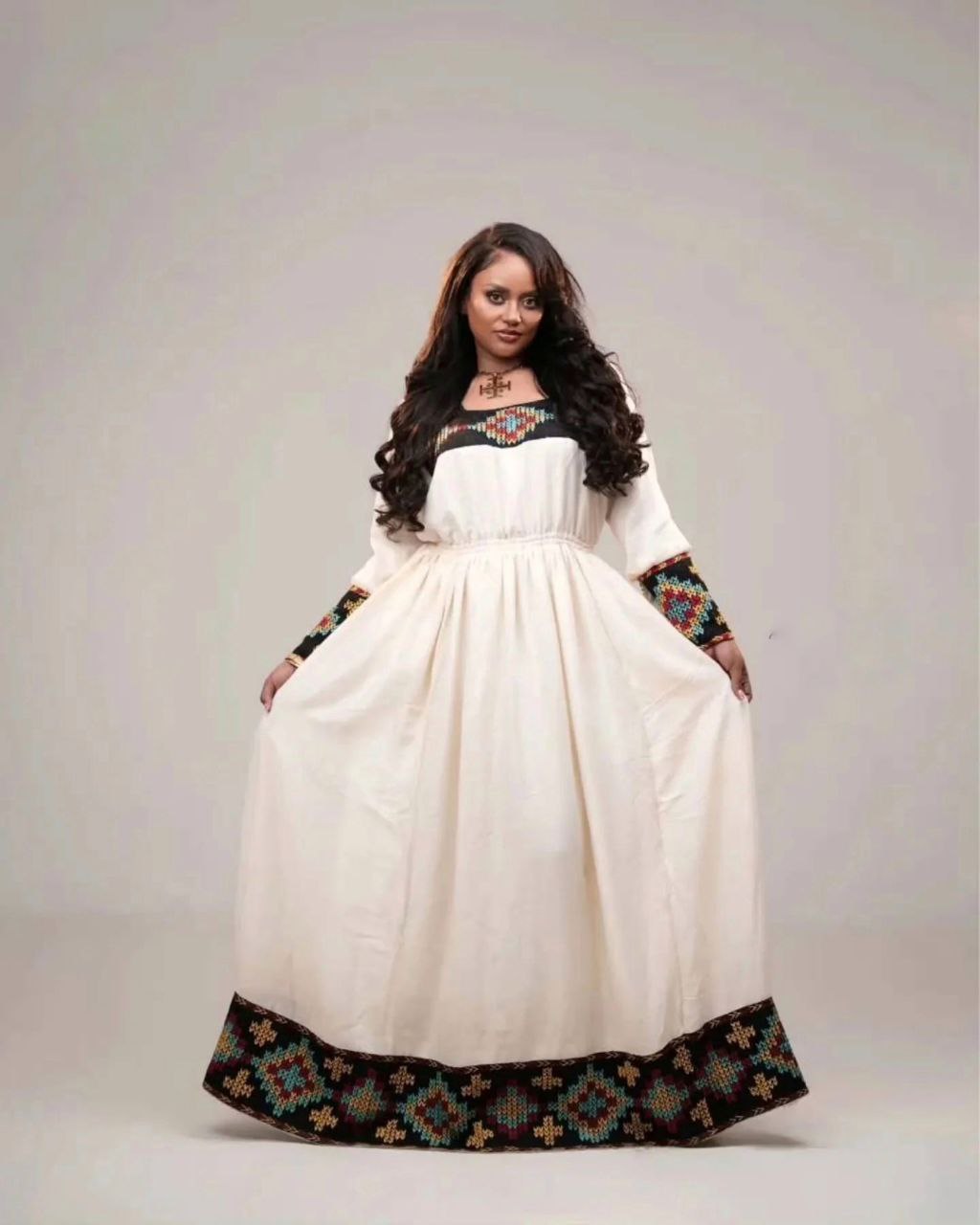 Colorful Habesha Kemis Ethiopian Traditional Dress for Women