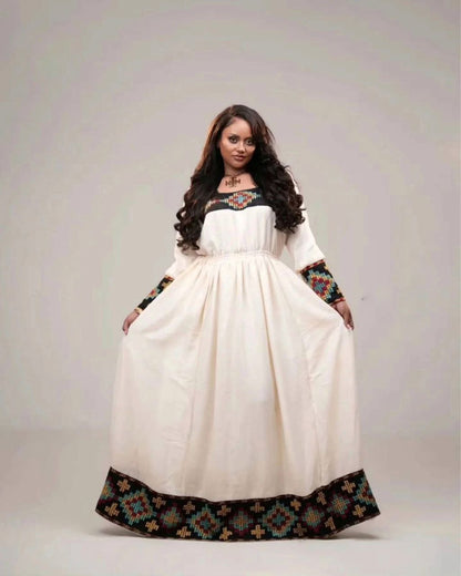 Colorful Habesha Kemis Ethiopian Traditional Dress for Women