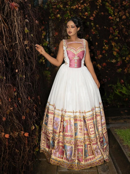 Majestic Traditional Ethiopian Wedding Dress Elegant Habesha Dress Multicolored Pattern Habesha Kemis 160
