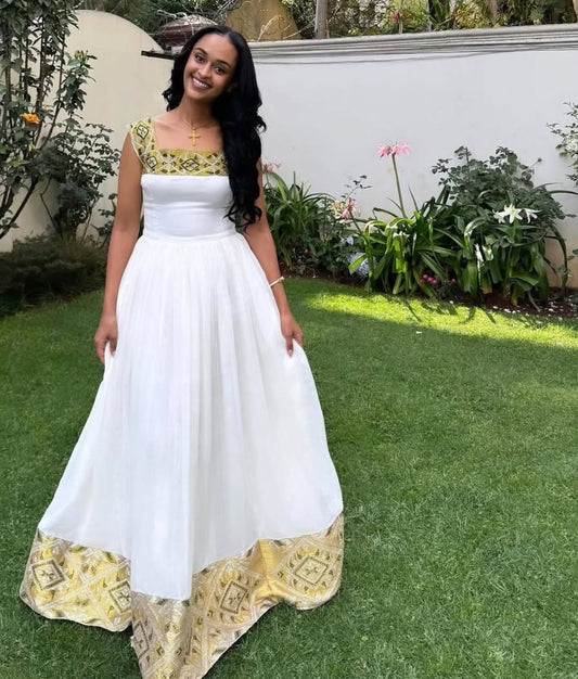Timeless Sleeveless Handwoven Habesha Dress