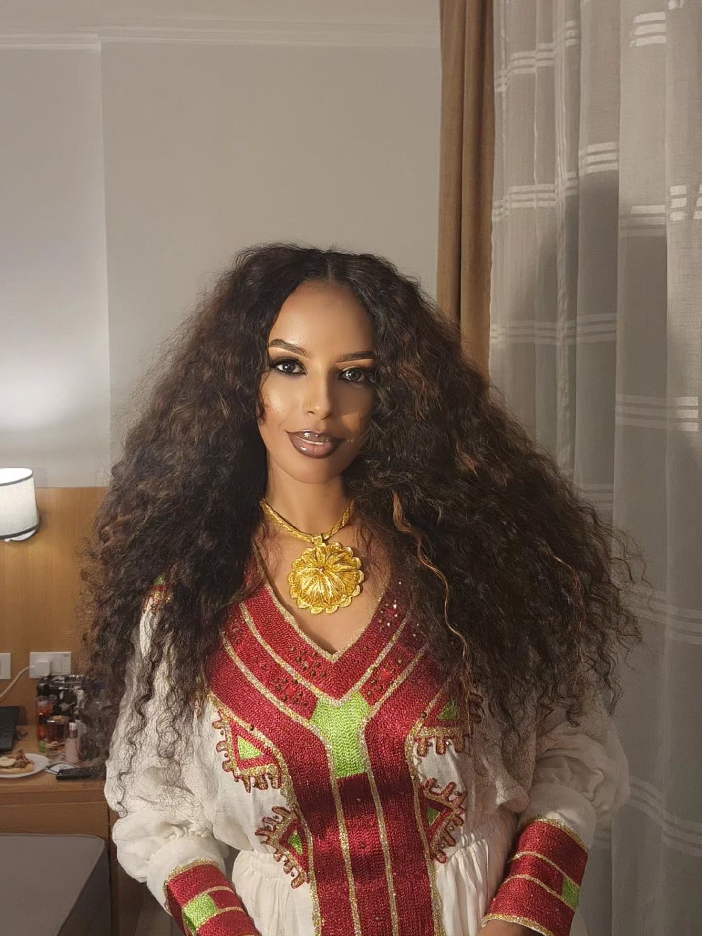 Elegant Habesha Dress Red Pattern Habesha Kemis Ethiopian Traditional Dress 221