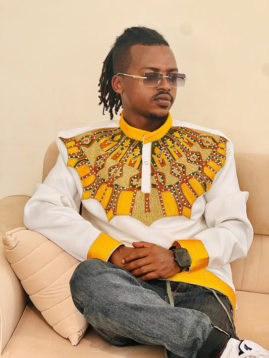 Men’s Multicolor Embroidered Shirt Ethiopian Traditional Clothing  Habesha Men’s Wear