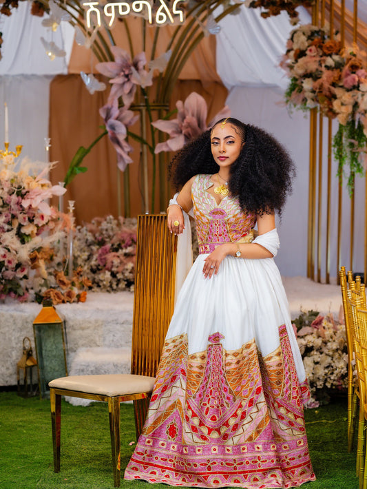 Ethiopian Traditional Wedding Dress  Elegant Habesha Kemis Design