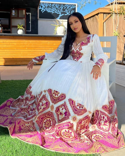Long Sleeve Habesha Dress Traditional Ethiopian Wedding Dress Cultural Habesha Kemis 150